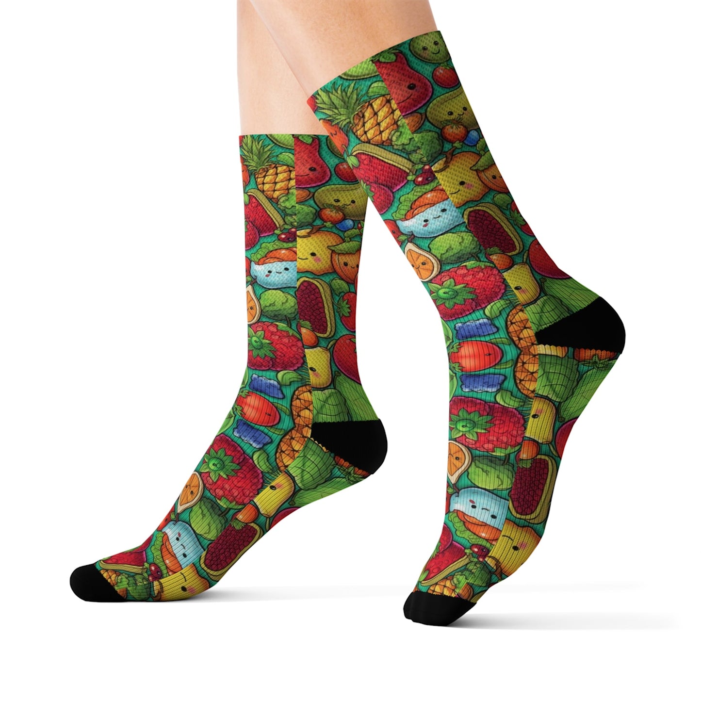 Cute Chibi Fruit Socks - Dope Sox All Over Prints