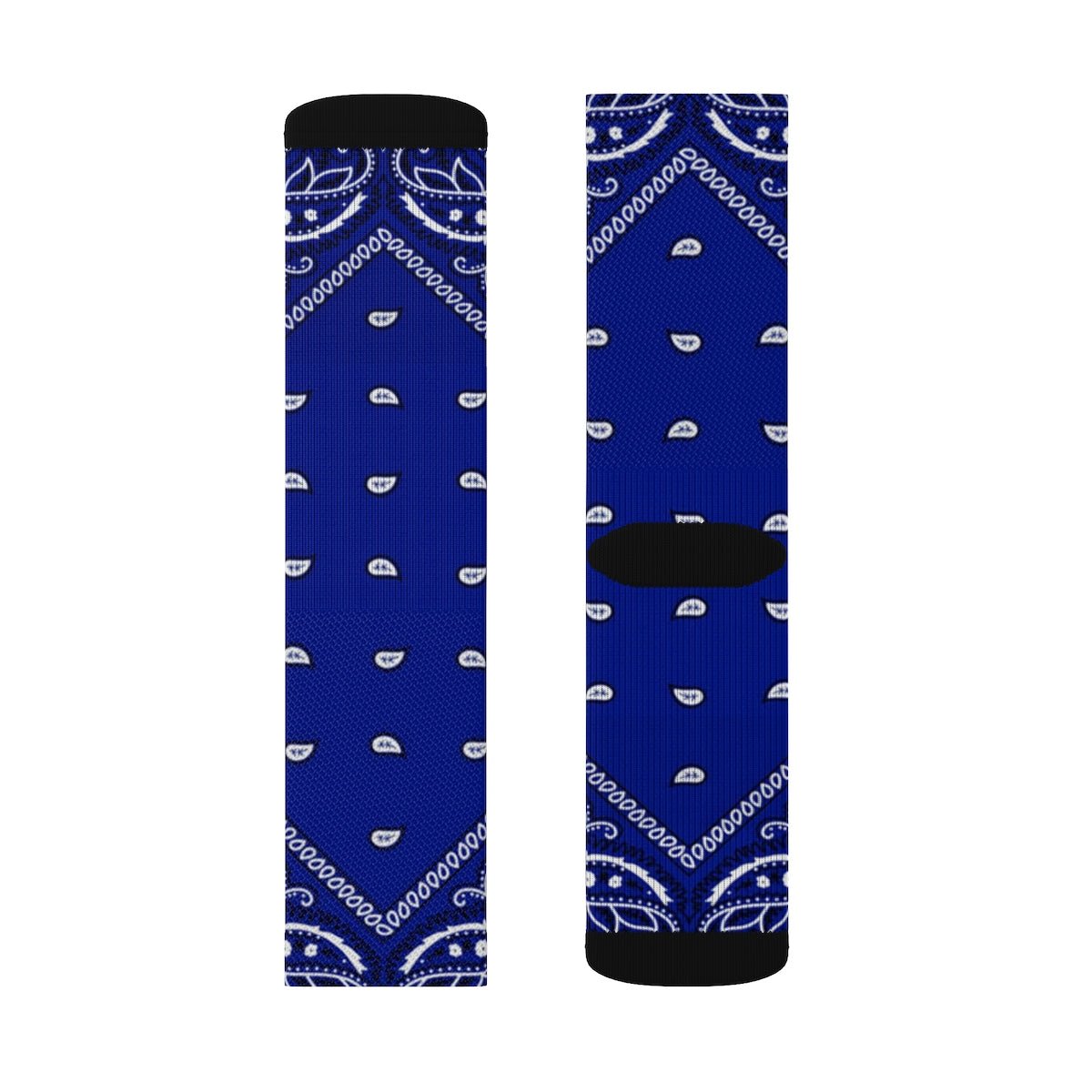 Dark Blue Bandana Paisley Socks - Dope Sox All Over Prints