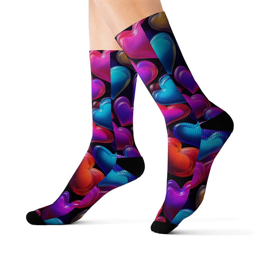 3d Love Heart Socks - Dope Sox All Over Prints