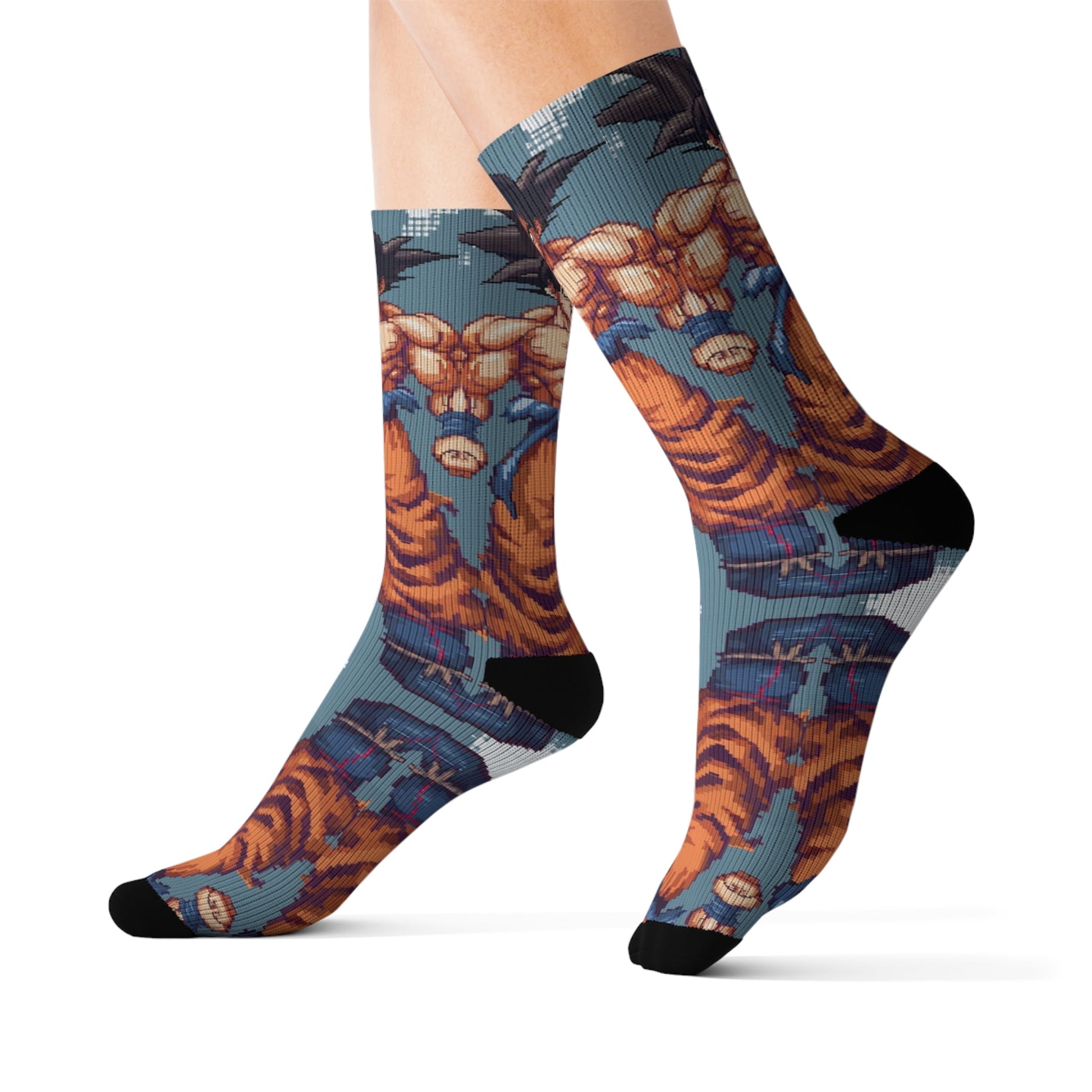 3d Pixel Goku Socks - Dope Sox All Over Prints