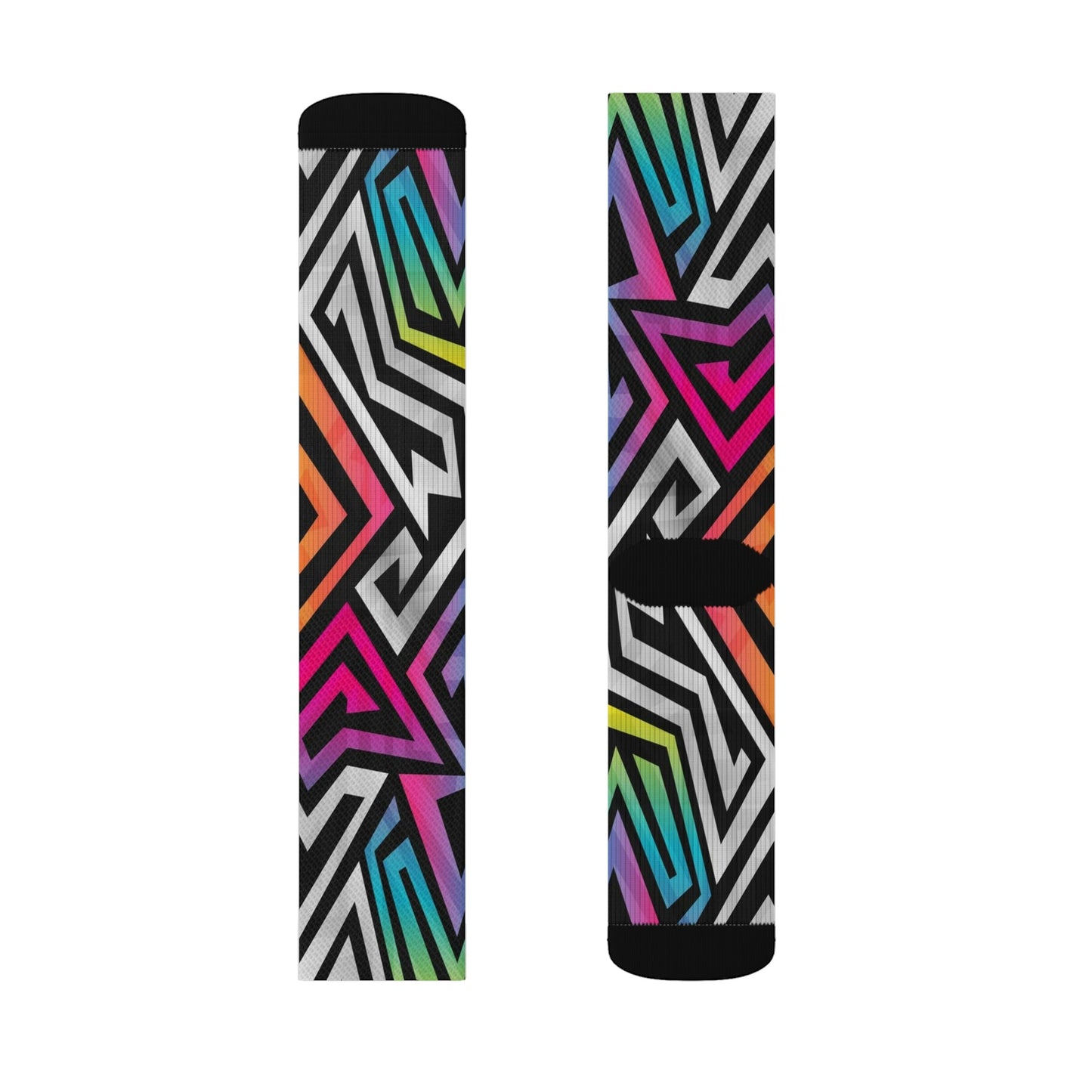Abstract Zig Zag crew socks - Dope Sox All Over Prints