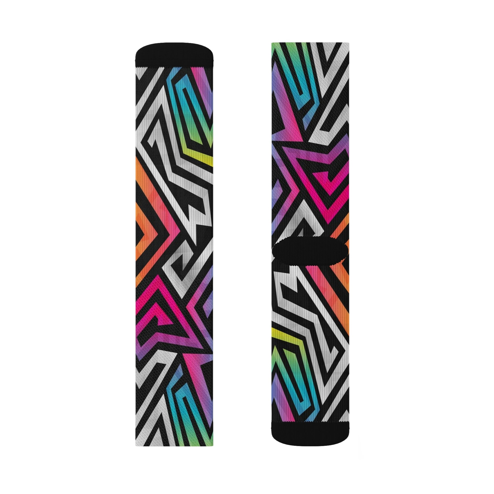 Abstract Zig Zag crew socks - Dope Sox All Over Prints