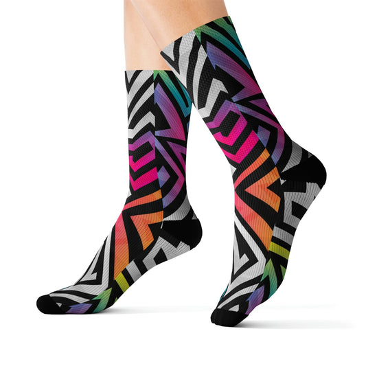 Abstract Zig Zag crew socks - Dope Sox All Over Prints