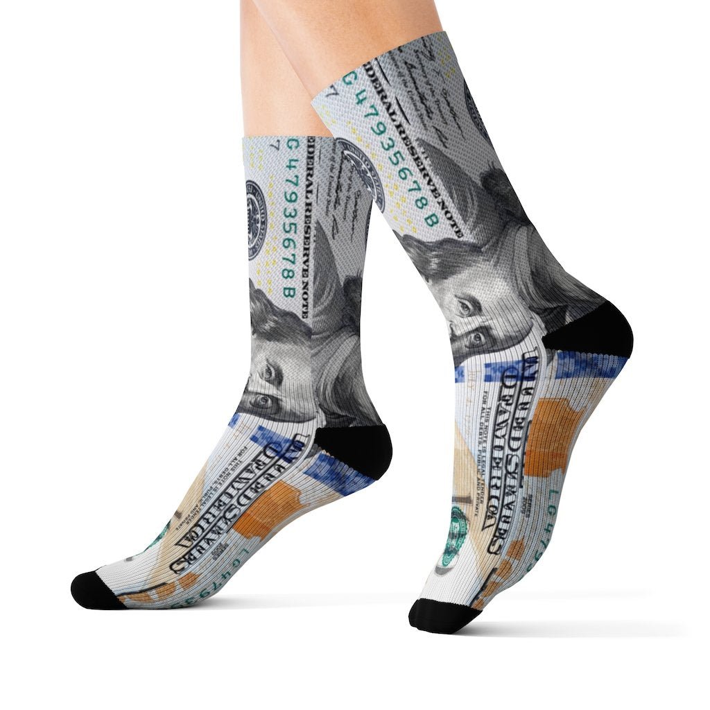Benjamin Franklin Money crew socks - Dope Sox All Over Prints