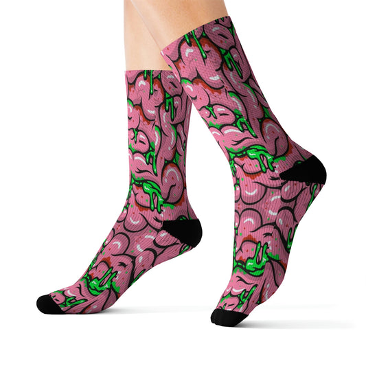 Brain Green Ooze socks - Dope Sox All Over Prints