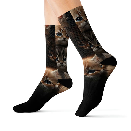 Bunch of Kitten crew socks - Dope Sox All Over Prints