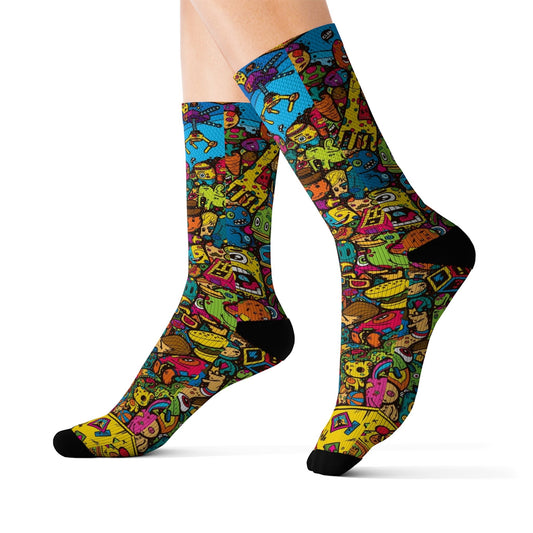 Cartoon Printed Socks - Dope Sox All Over Prints