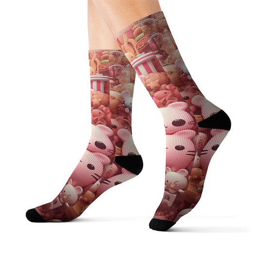 Cute Chibi Bear Socks - Dope Sox All Over Prints