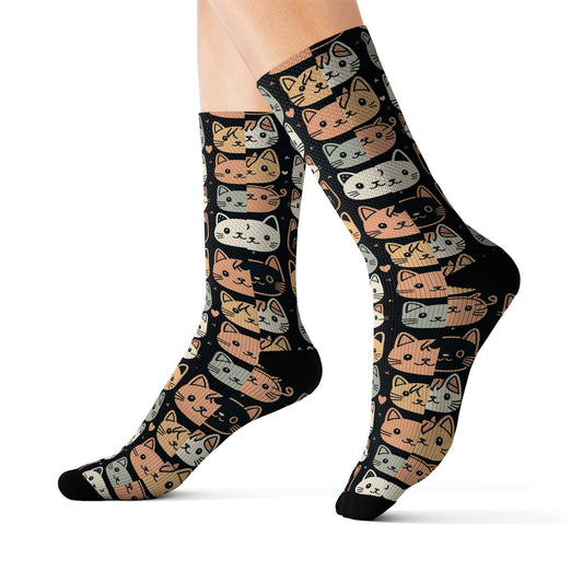 Cute Kitten Pattern Socks - Dope Sox All Over Prints