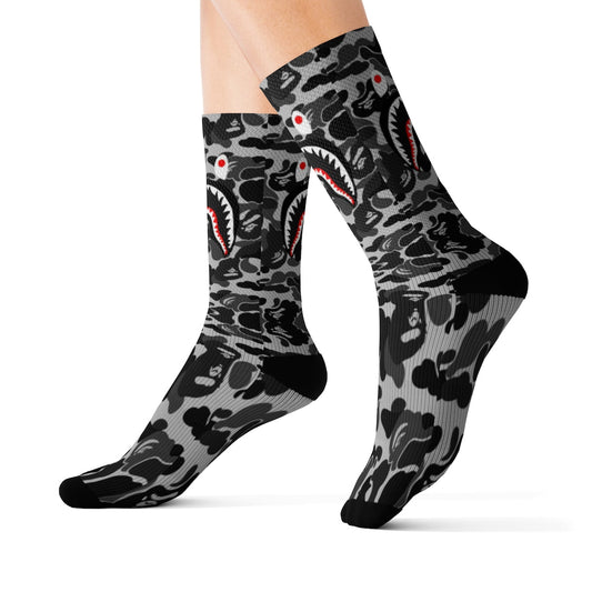 Gray Bape Crew Socks - Dope Sox All Over Prints