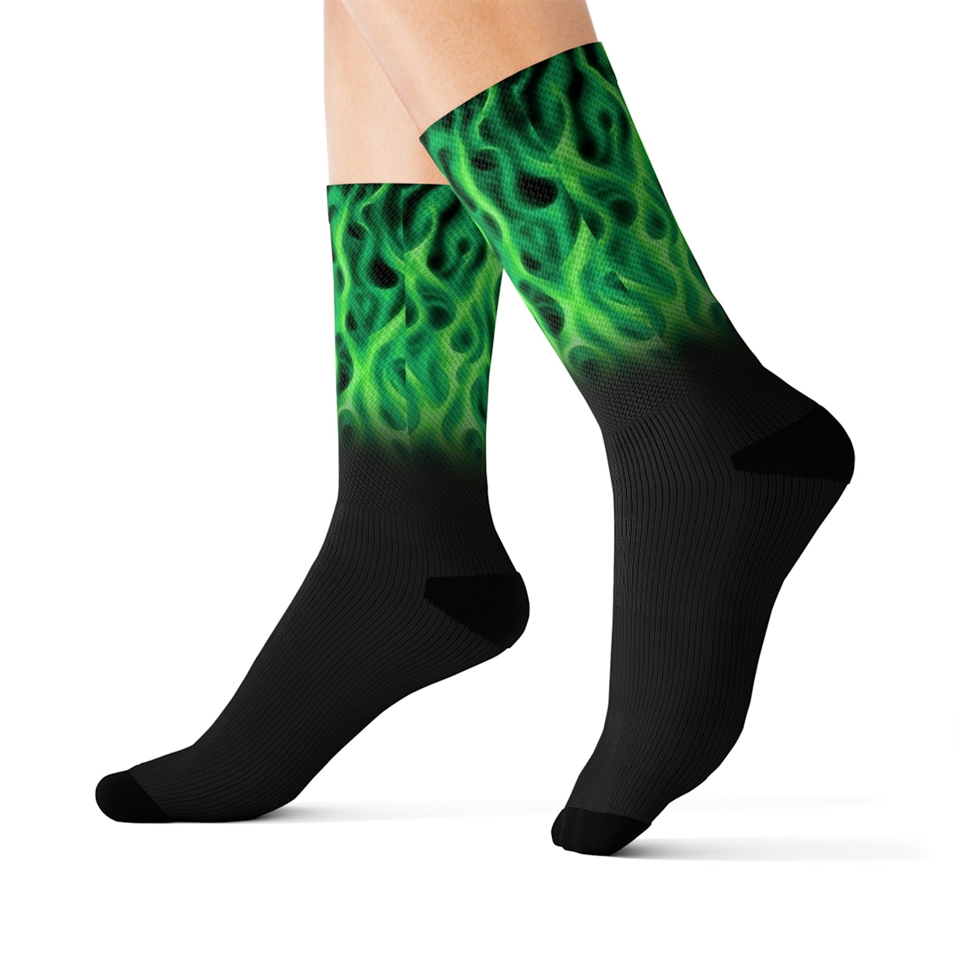 Green Flame Crew socks - Dope Sox All Over Prints