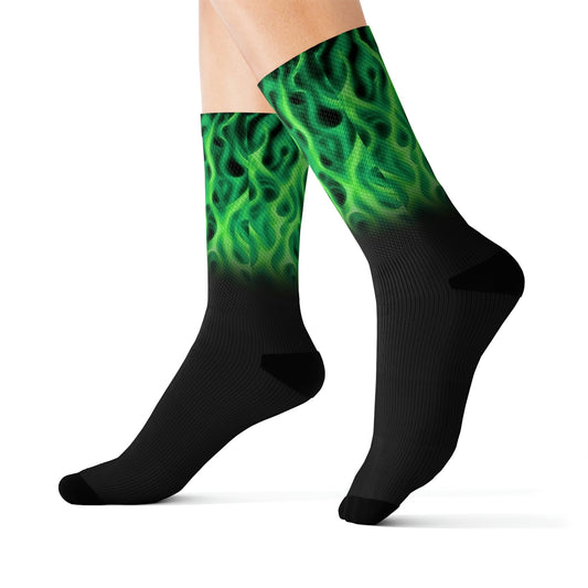 Green Flame Crew socks - Dope Sox All Over Prints