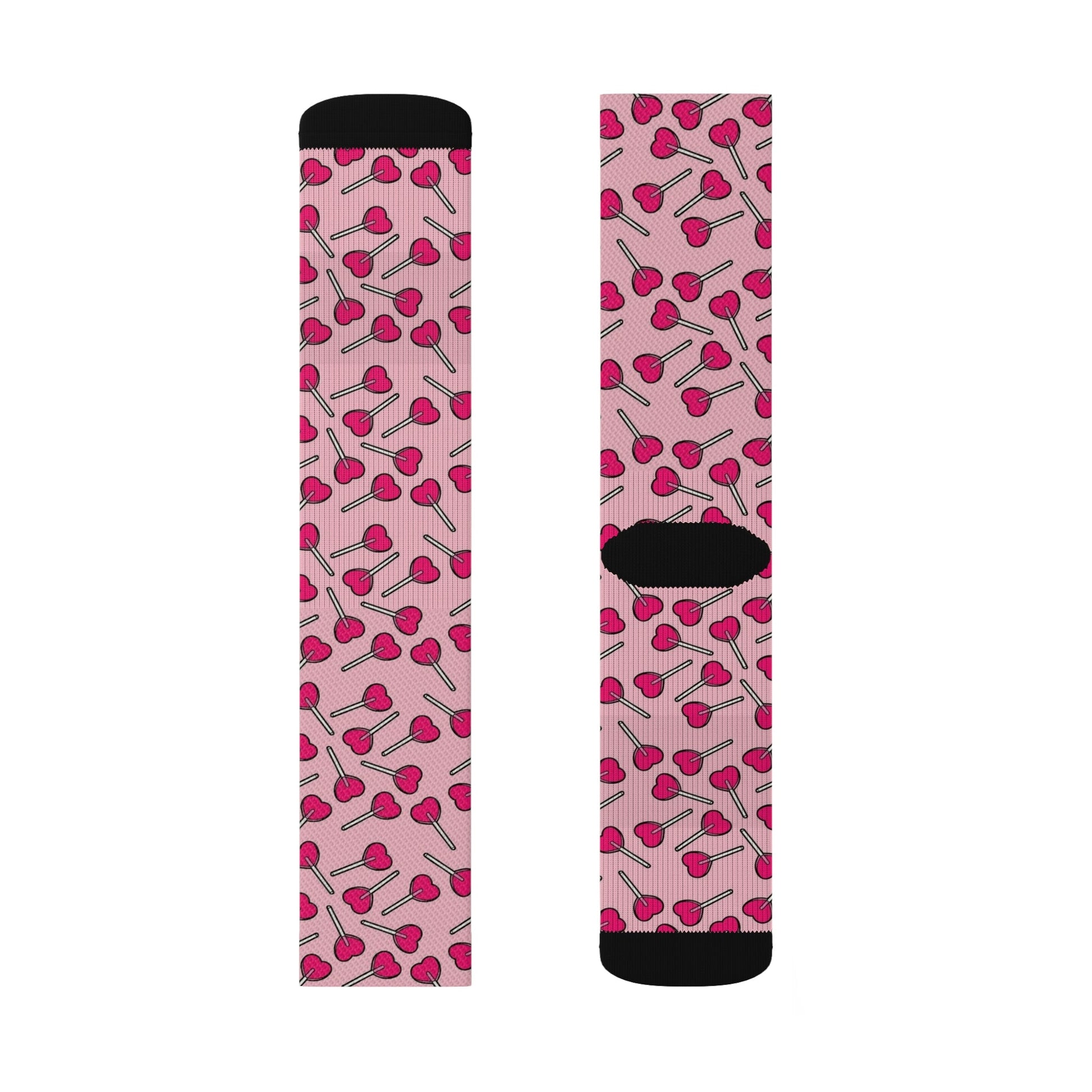 Heart Lollipop Pattern printed crew socks - Dope Sox All Over Prints