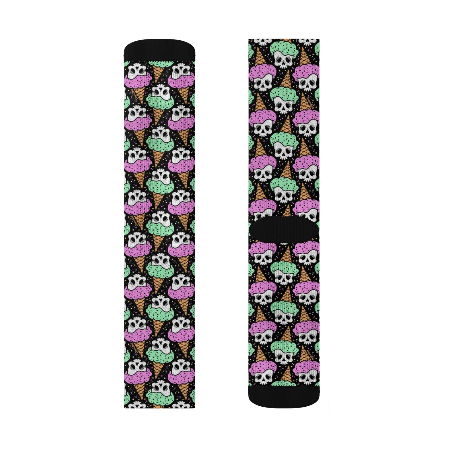 Ice Cream Skull Crew Socks - Dope Sox All Over Prints