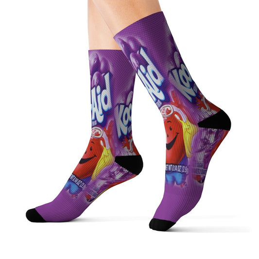 Kool Aid Grape Crew Socks - Dope Sox All Over Prints