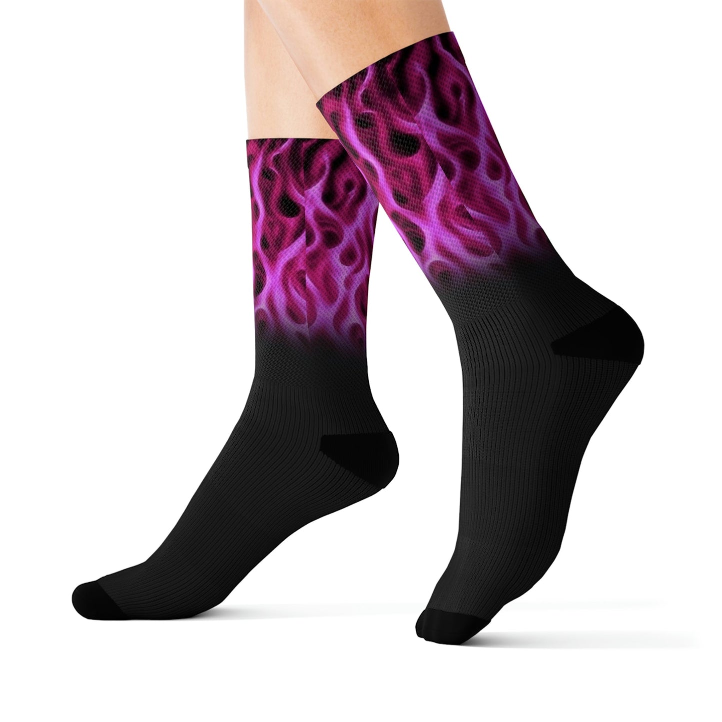 Purple Flame Elite crew socks - Dope Sox All Over Prints