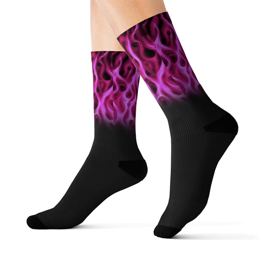 Purple Flame Elite crew socks - Dope Sox All Over Prints