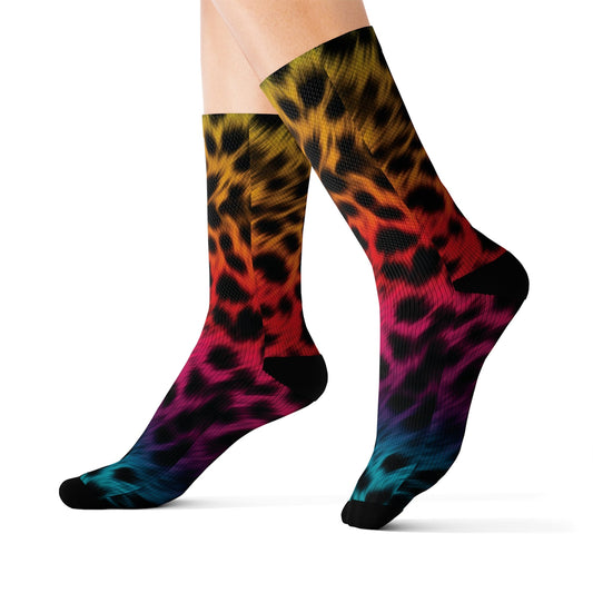 Rainbow Cheetah Socks - Dope Sox All Over Prints