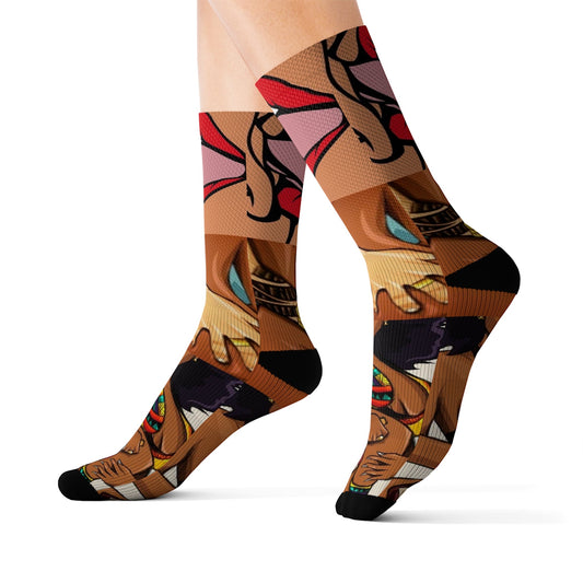 Sexy Hood Love Crew Socks - Dope Sox All Over Prints