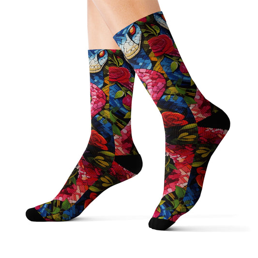 Snakes and Roses Crew Socks - Dope Sox All Over Prints