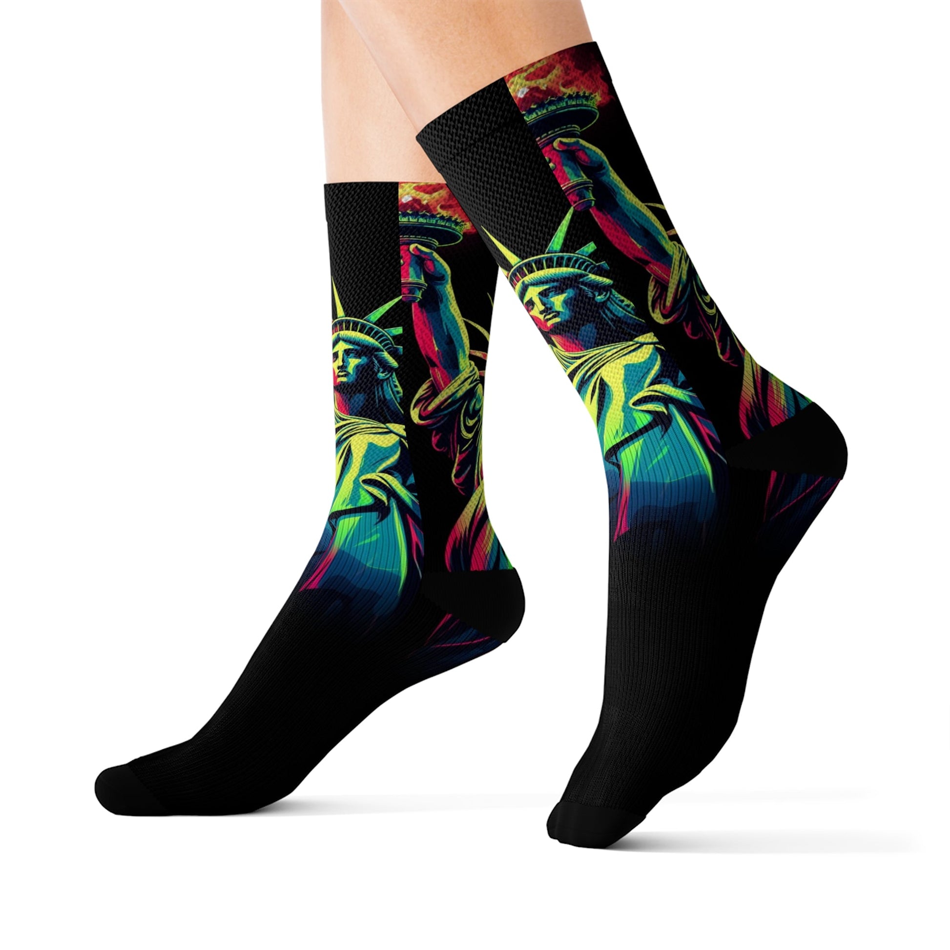 Statue of Liberty Crew Socks - Dope Sox All Over Prints
