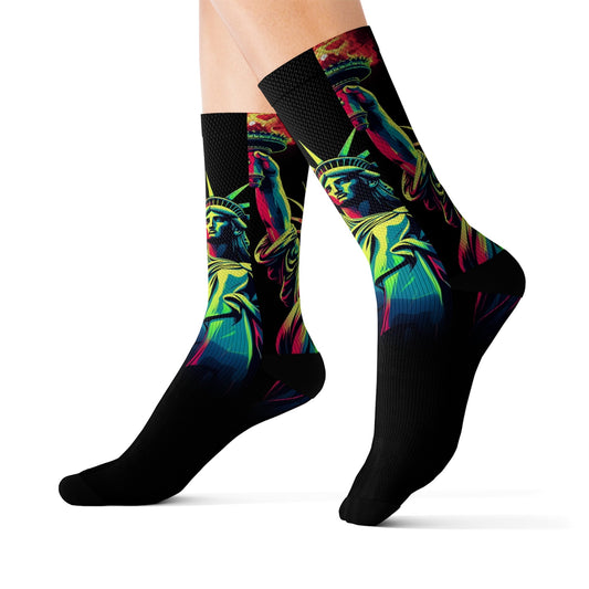 Statue of Liberty Crew Socks - Dope Sox All Over Prints