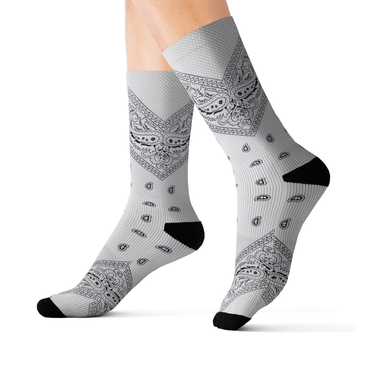 White Bandana Paisley Graphic socks - Dope Sox All Over Prints